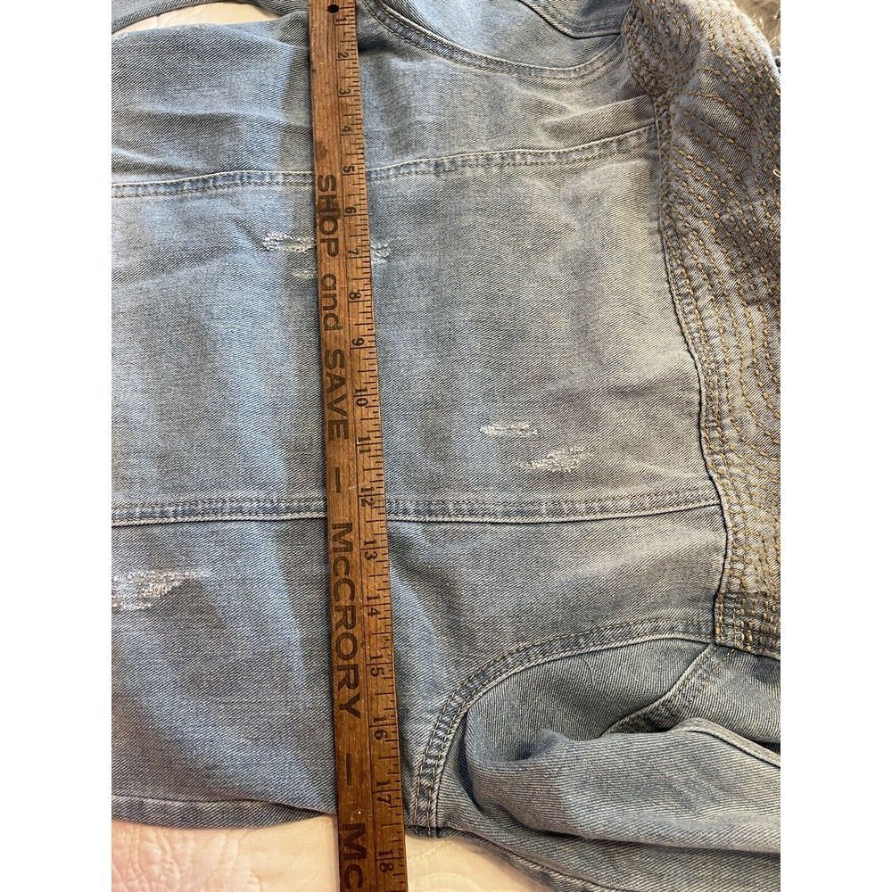 Copper Key Distressed Denim Button Down Ripped Jean Jacket M‎ Detail Shoulder - Picture 9 of 9